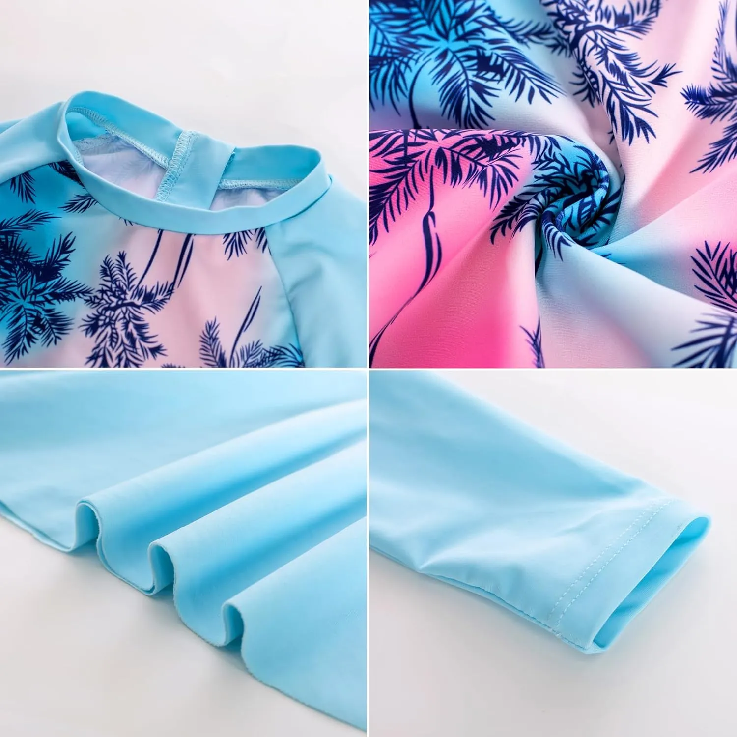 GRACE KARIN Girls Long Sleeve Swimsuit Mermaid Bathing Suit Rash Guard Swimwear 4 Piece Size 5-12