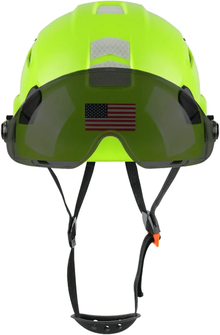 GREEN DEVIL Safety Helmet Hard Hat with Visor Chinstrap Adjustable Lightweight Vented ABS Work Helmet for Men and Women 6-Point Suspension ANSI Z89.1 Approved Ideal for Industrial & Construction