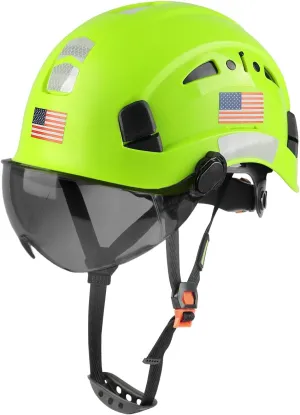 GREEN DEVIL Safety Helmet Hard Hat with Visor Chinstrap Adjustable Lightweight Vented ABS Work Helmet for Men and Women 6-Point Suspension ANSI Z89.1 Approved Ideal for Industrial & Construction