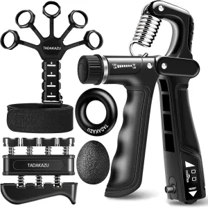 Grip Strength Trainer Kits (5 Pack), Forearm Strengthener with Adjustable Resistance, Grip Strength Tester, Finger Strengthener, Hand Gripper Strengthener for Muscle Building Injury Recover