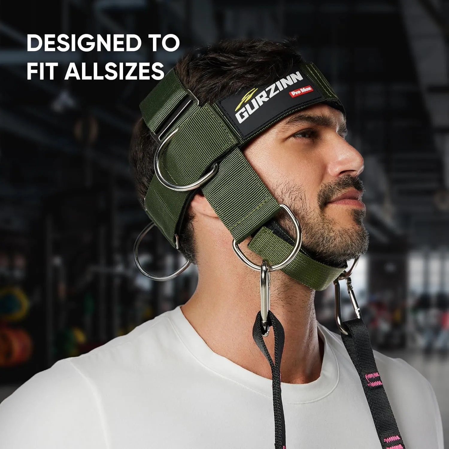 【GurZinn】Neck Trainer | Adjustable 40" Rope & Neoprene Padding | Strength Building for Gym/Home