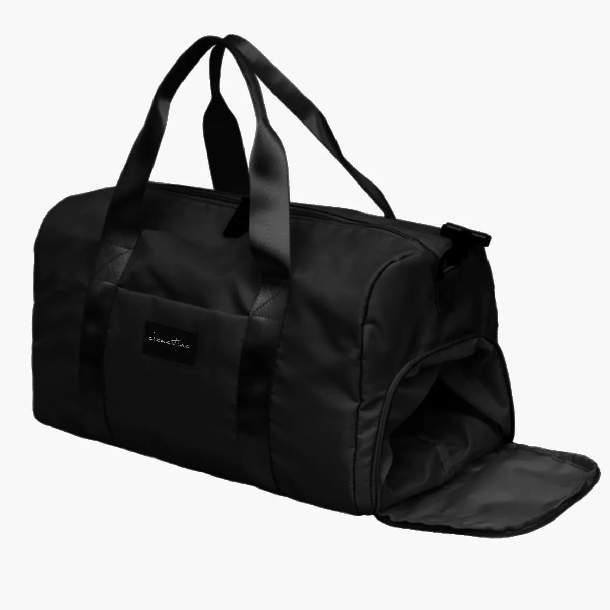 Gym Bag for Women with Shoe Compartment and Wet Pocket | Small Durable Lightweight Gym Duffle Bag | Great for the Gym and Overnights | Black