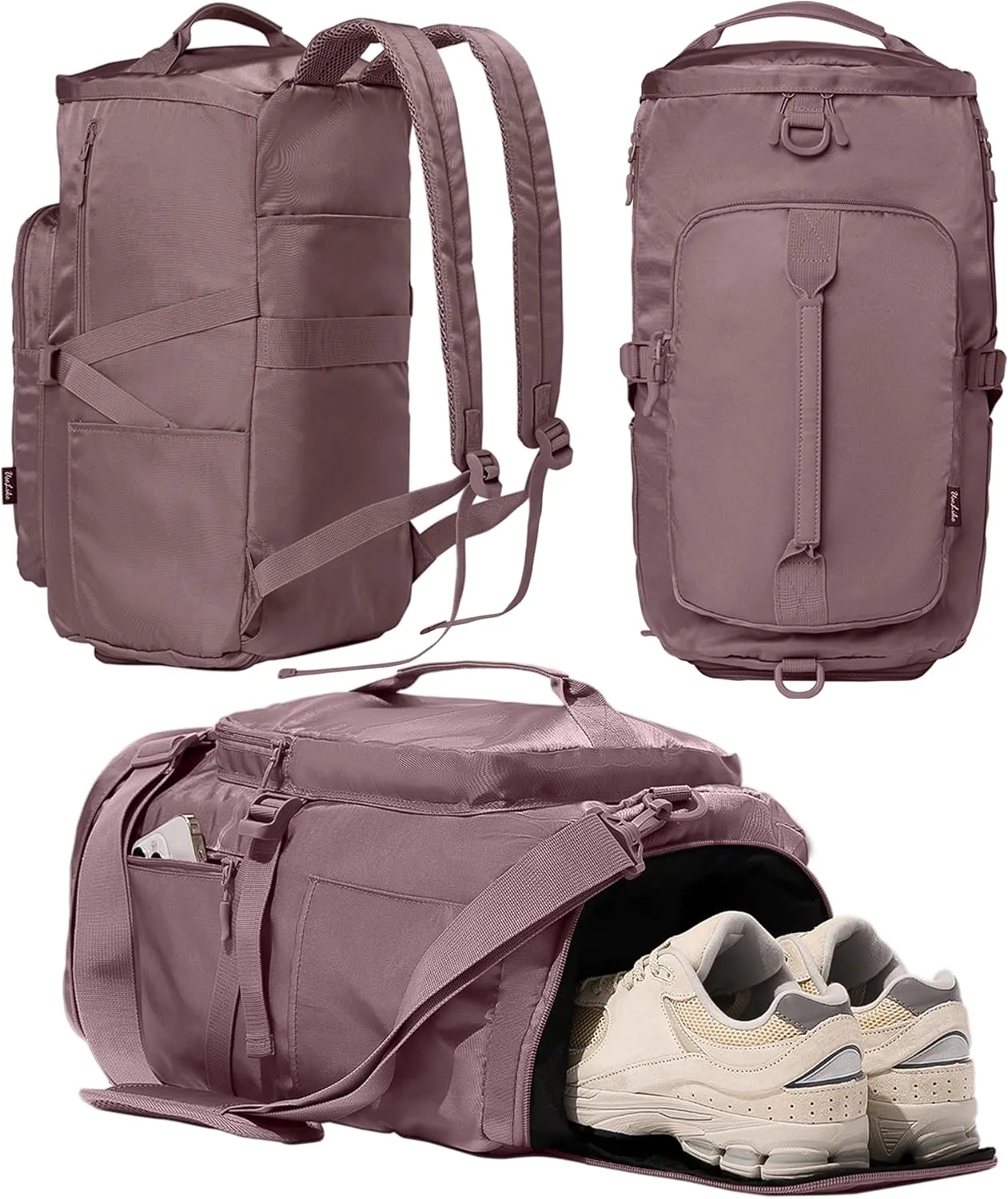 Gym Bag for Women Workout Gym Backpack with Shoe Compartment Sports Duffel Bag Multiple Pockets 30L (Purple Ash)