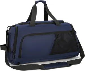 Gym Bags for Men Women,Duffle Bag with Shoe Compartment and Wet Pocket,30L Waterproof Travel Sports Bags,Overnight Bag,Carry On Weekender Backpack (Blue)