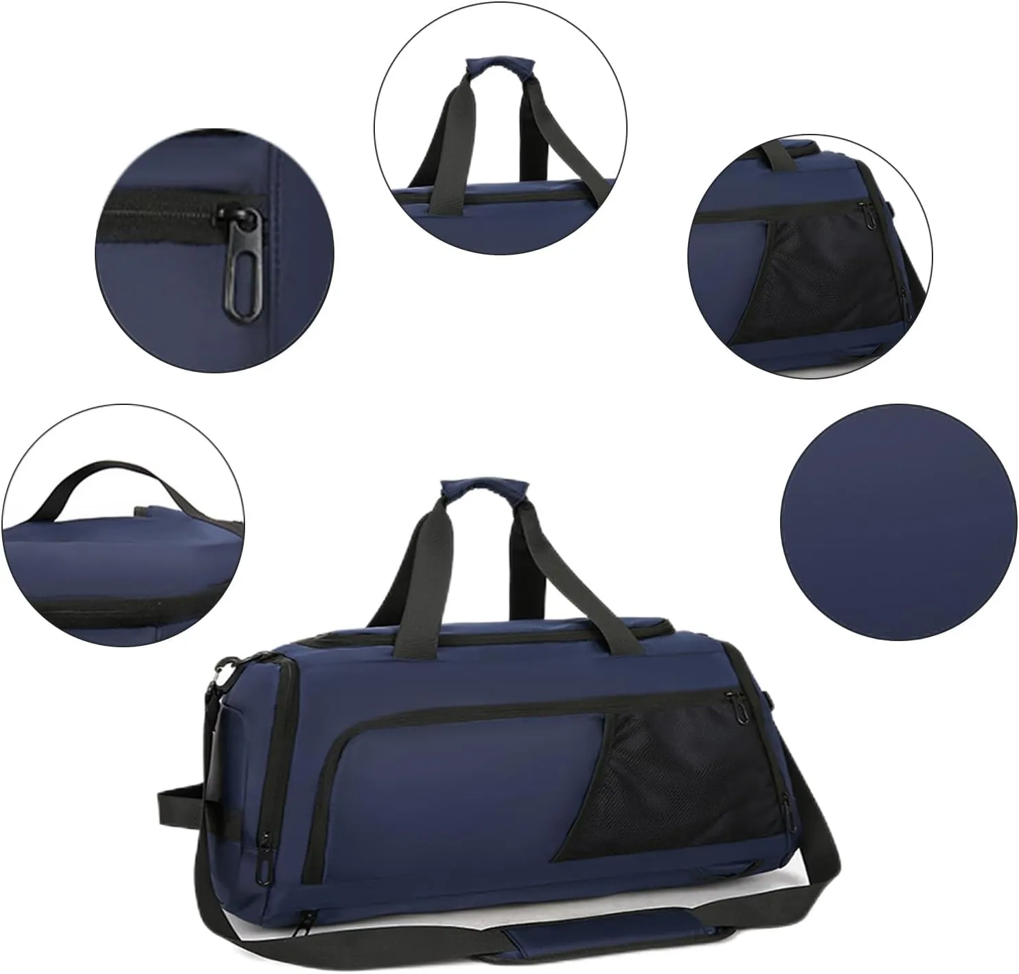Gym Bags for Men Women,Duffle Bag with Shoe Compartment and Wet Pocket,30L Waterproof Travel Sports Bags,Overnight Bag,Carry On Weekender Backpack (Blue)