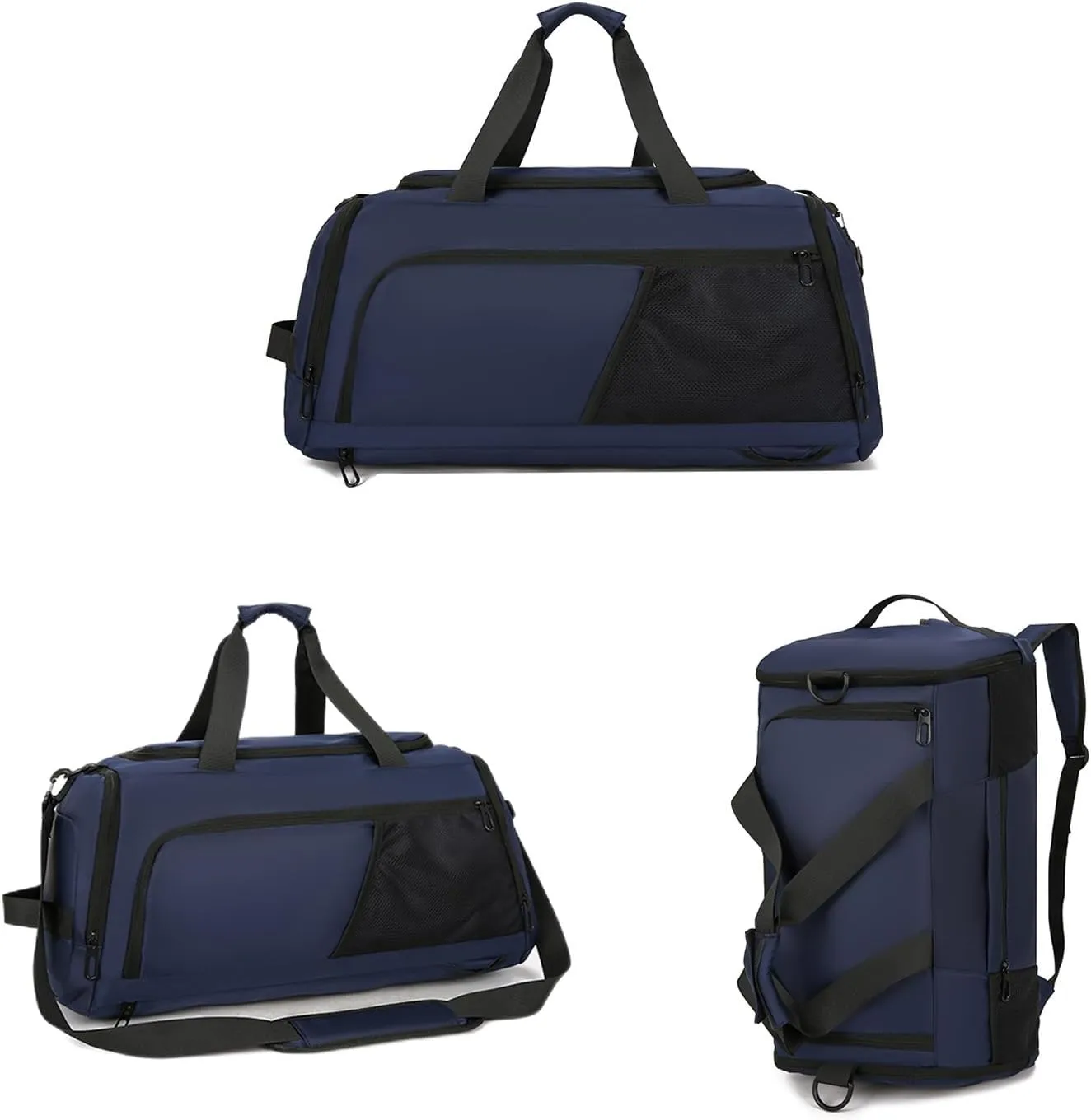 Gym Bags for Men Women,Duffle Bag with Shoe Compartment and Wet Pocket,30L Waterproof Travel Sports Bags,Overnight Bag,Carry On Weekender Backpack (Blue)