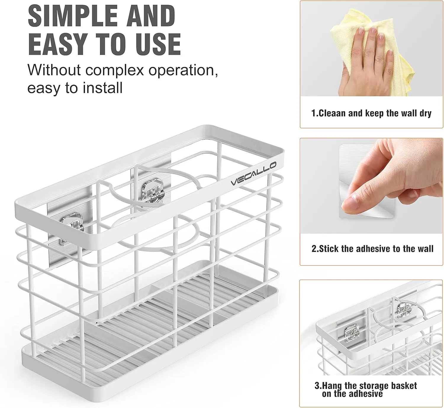 Hair Tool Organizer Shower Caddy Bathroom Hair Care and Styling Tool Organizer Storage Basket and Container for Hair Dryer, Flat Irons, Curling Wands, Hair Straighteners - Wall Mount No Drilling Rustproof Stainless Steel Bathroom Shelf