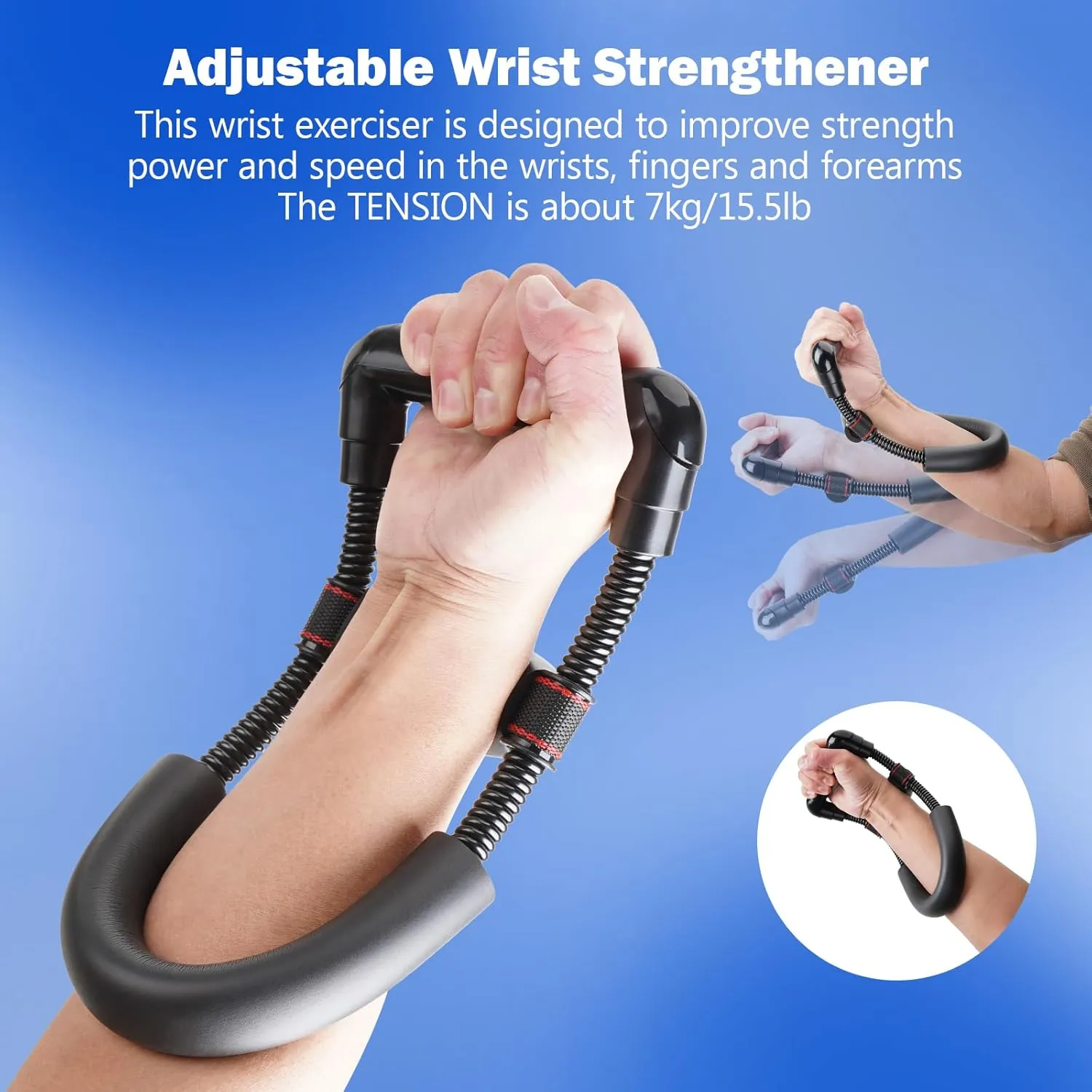 Hand Grip Strengthener Kit with Wrist Strengthener, Ultimate Hand Exerciser Set for Forearm Workout, Adjustable Grip Strength Trainer, Stress Relief Ball, Exercise Ring, Training and Recovery