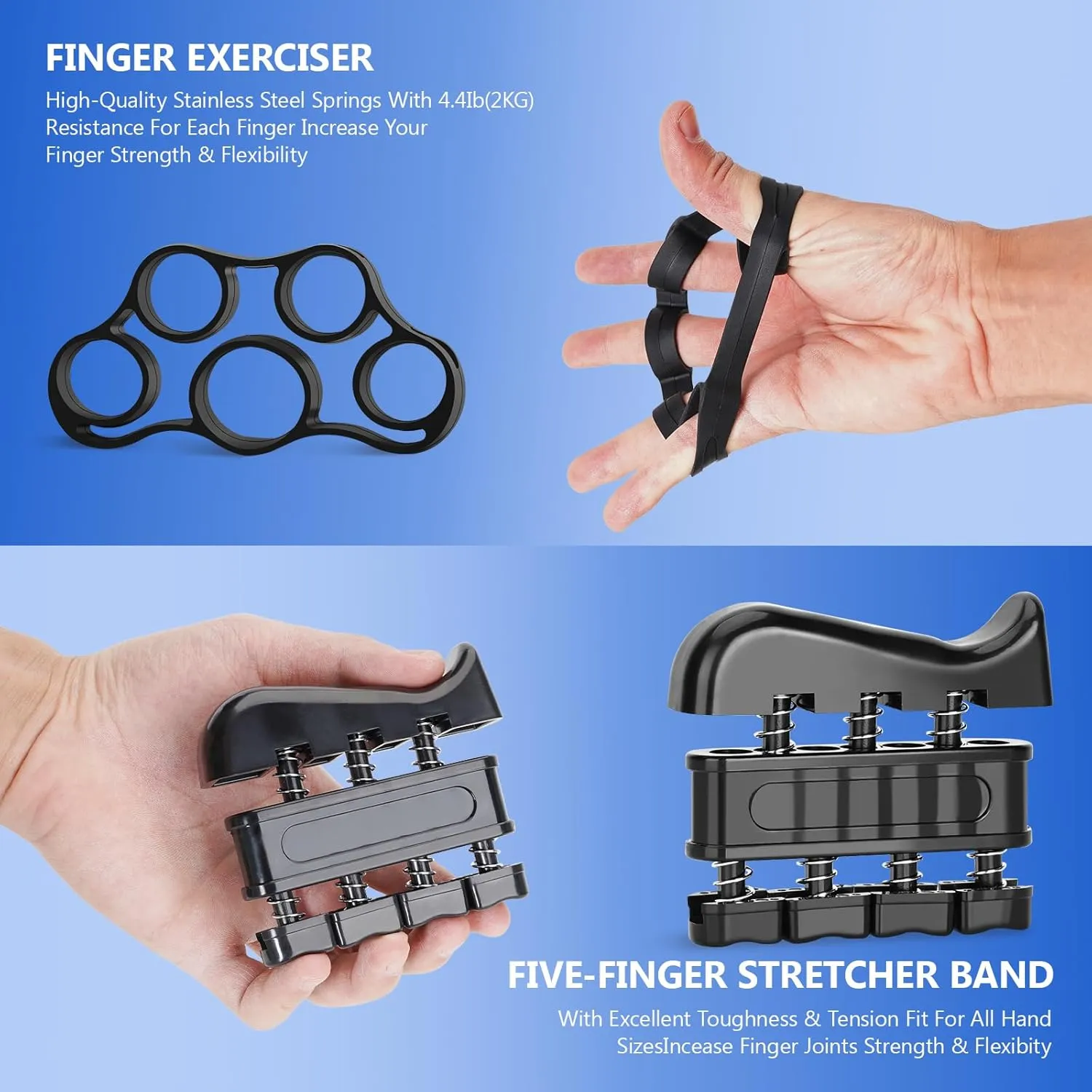 Hand Grip Strengthener Kit with Wrist Strengthener, Ultimate Hand Exerciser Set for Forearm Workout, Adjustable Grip Strength Trainer, Stress Relief Ball, Exercise Ring, Training and Recovery