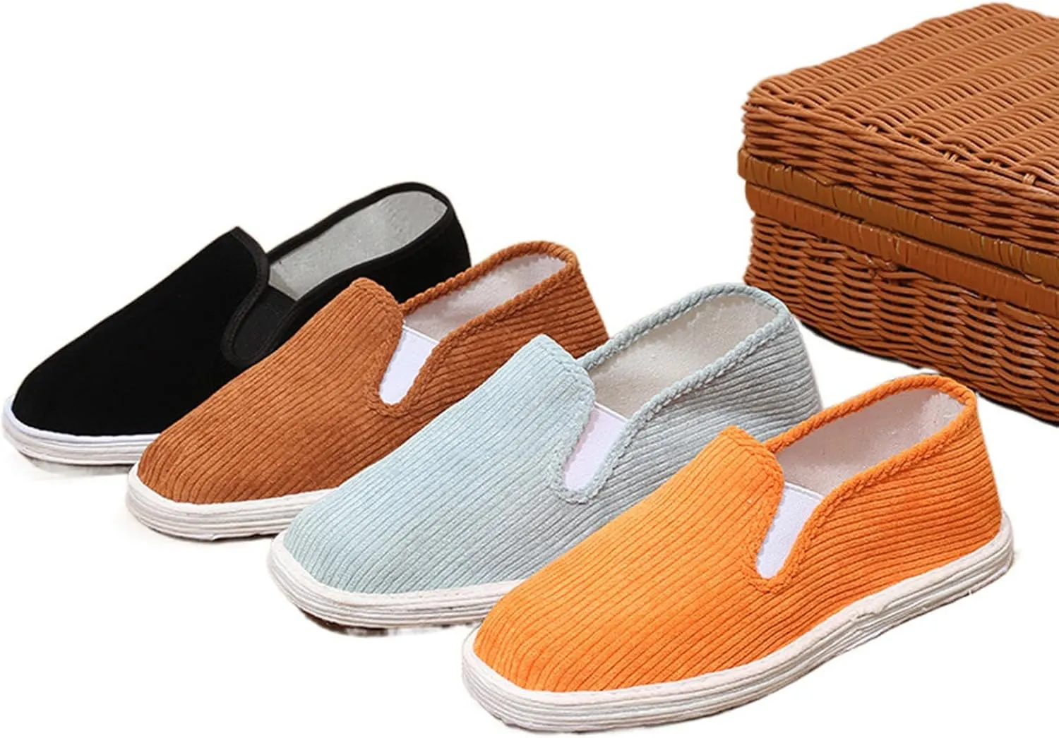 Handmade Fashion Women's Retro Linen Shoes, Slip on Flat Heel Casual Footwear, Soft Traditional Chinese Breathable Flat Shoes,7,Orange