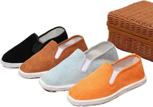 Handmade Fashion Women's Retro Linen Shoes, Slip on Flat Heel Casual Footwear, Soft Traditional Chinese Breathable Flat Shoes,7,Orange