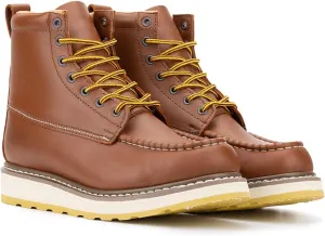 HANDPOINT Men's Steel Toe 6" SureTrack Work Boots, Stylish Classic Leather Slip Resistant Durable Breathable Work Shoes 84992EE