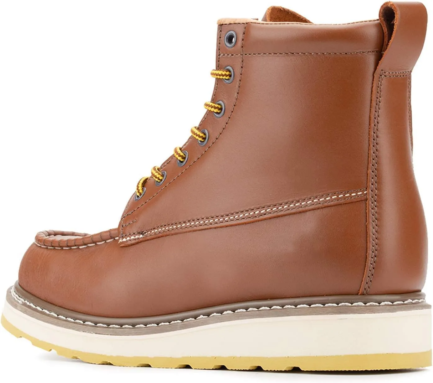HANDPOINT Men's Steel Toe 6" SureTrack Work Boots, Stylish Classic Leather Slip Resistant Durable Breathable Work Shoes 84992EE