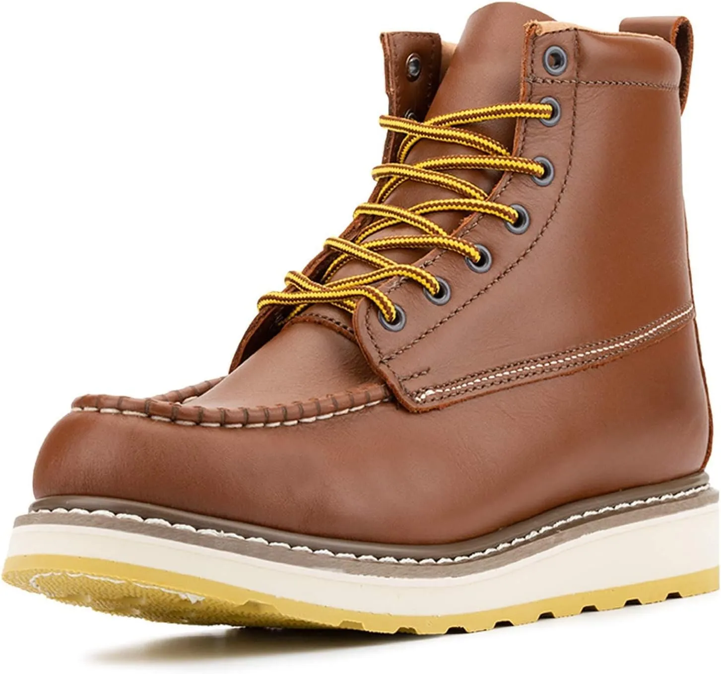 HANDPOINT Men's Steel Toe 6" SureTrack Work Boots, Stylish Classic Leather Slip Resistant Durable Breathable Work Shoes 84992EE