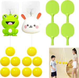 Hanging Table Tennis Trainer Portable Set, Door Pong Game for Kids with Racket and Balls, Adjustable Hanging Table Tennis Trainer