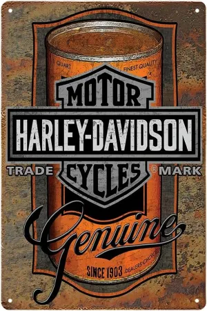 Harley Metal Sign Decor Davidson Tin Signs Harley Poster 8 x 12 in Decor Garage Auto Shop Cave, Black