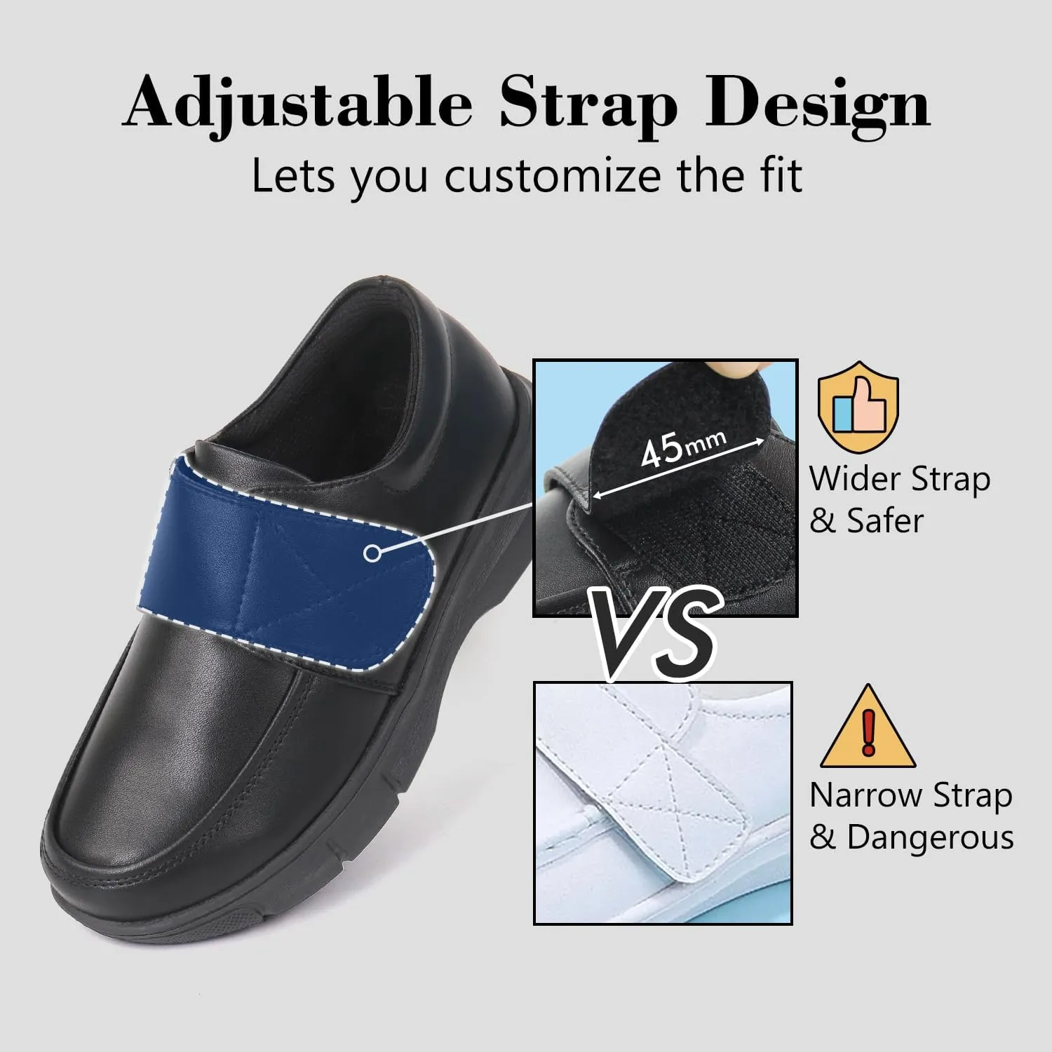 Hawkwell Women's Strap Lightweight Healthcare Nursing Shoes Slip Resistant Work Shoes