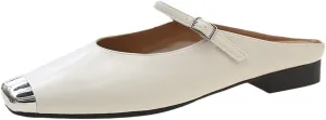 HBJWOV Baotou Half Slippers for Women Wearing Flat Bottomed Lazy Single Shoes and Sandals(39)