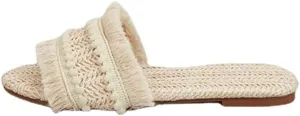HBJWOV Large Size Women's Slippers for Foreign Trade Flat Bottomed Tassels for External Wear Women's Sandals