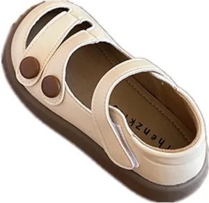 He&Yingmin Girls' Flat Shoes Summer Hollowed Out Anti Slip Soft Soled Princess Shoes Casual Sandals