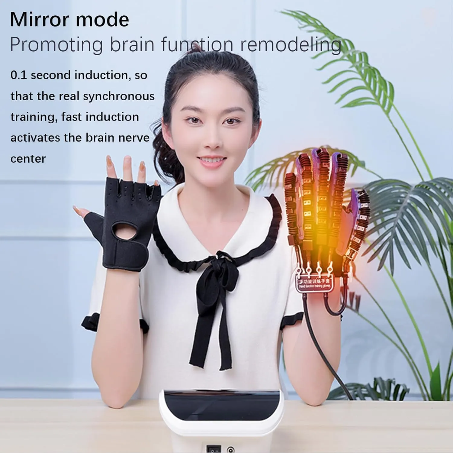 Heated Rehabilitation Robot Gloves for Stroke Recovery, Hand Strength Exercise, 4 Training Modes, 9-Speed Adjustable Force, Rechargeable Massage Finger Trainer
