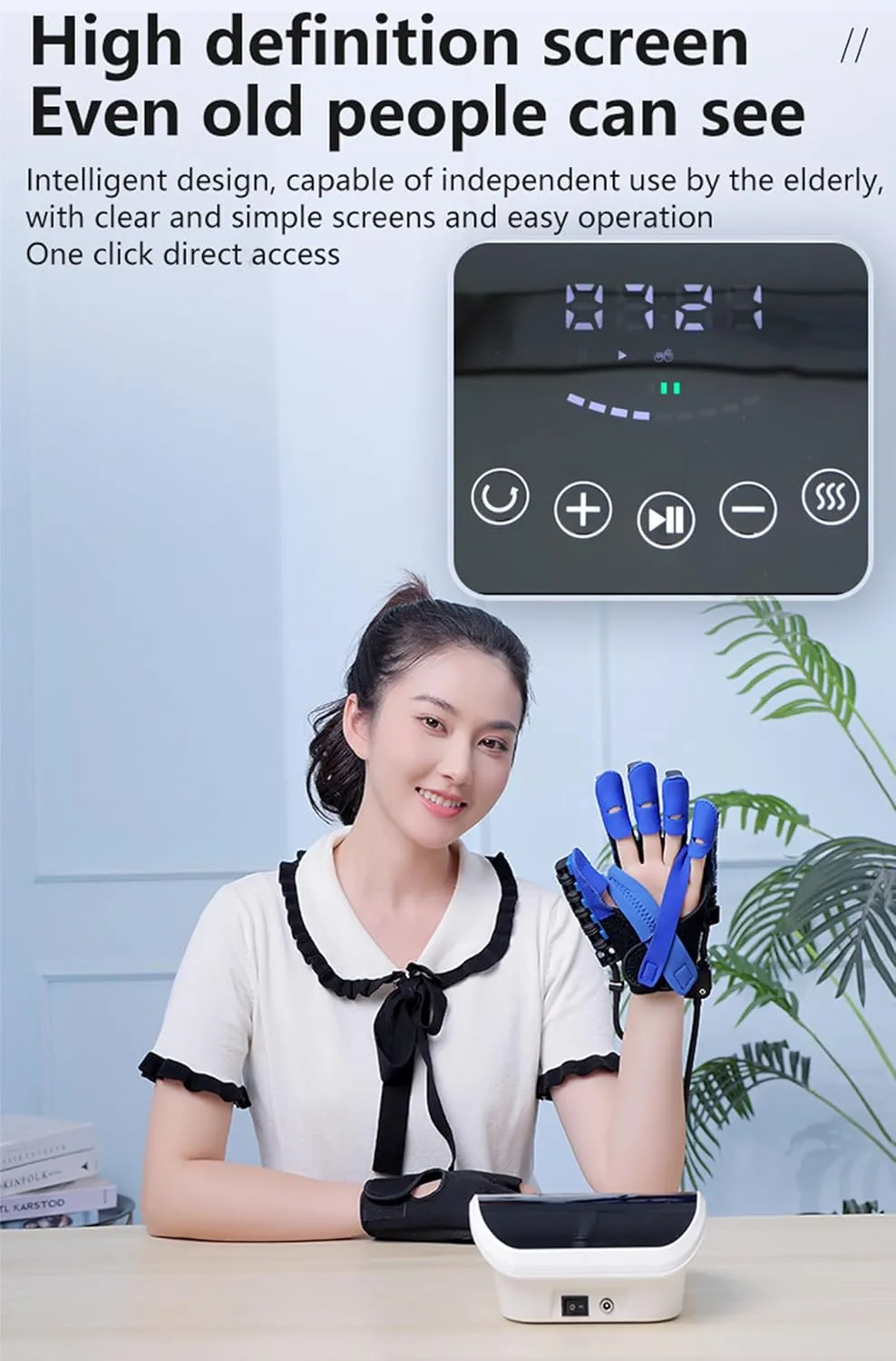 Heated Rehabilitation Robot Gloves for Stroke Recovery, Hand Strength Exercise, 4 Training Modes, 9-Speed Adjustable Force, Rechargeable Massage Finger Trainer