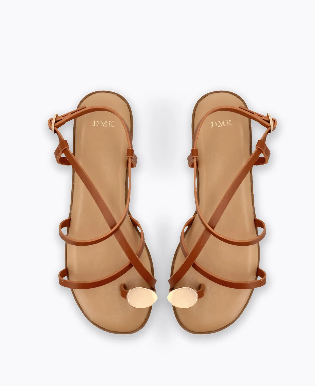 Heather Strappy Flat Sandals - Brown