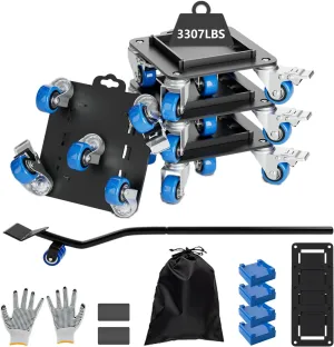 Heavy Duty Furniture Dolly with Baffle, 3307lbs.Load Capacity,5 Wheel Furniture Movers, 360° Swivel Silent Casters, Furniture Lift Mover Tool Set for Moving Refrigerator, Piano, Sofa, etc
