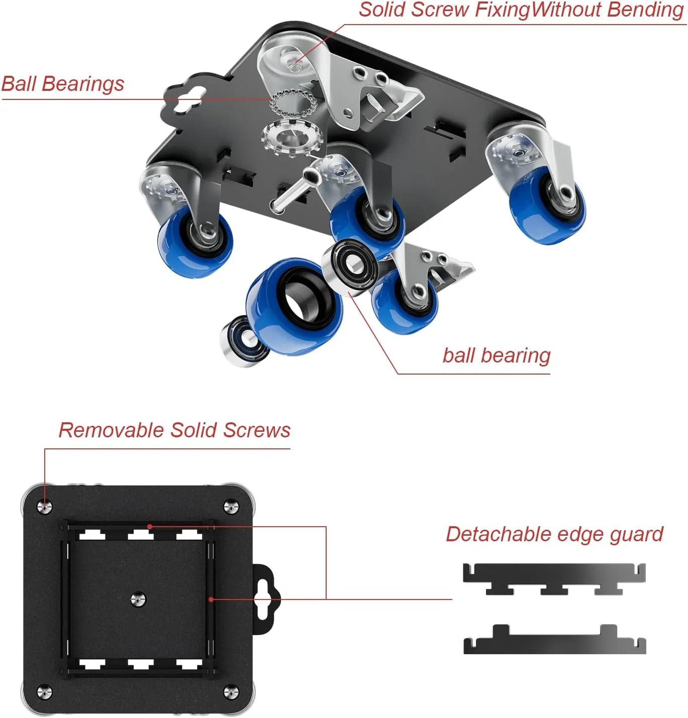 Heavy Duty Furniture Dolly with Baffle, 3307lbs.Load Capacity,5 Wheel Furniture Movers, 360° Swivel Silent Casters, Furniture Lift Mover Tool Set for Moving Refrigerator, Piano, Sofa, etc