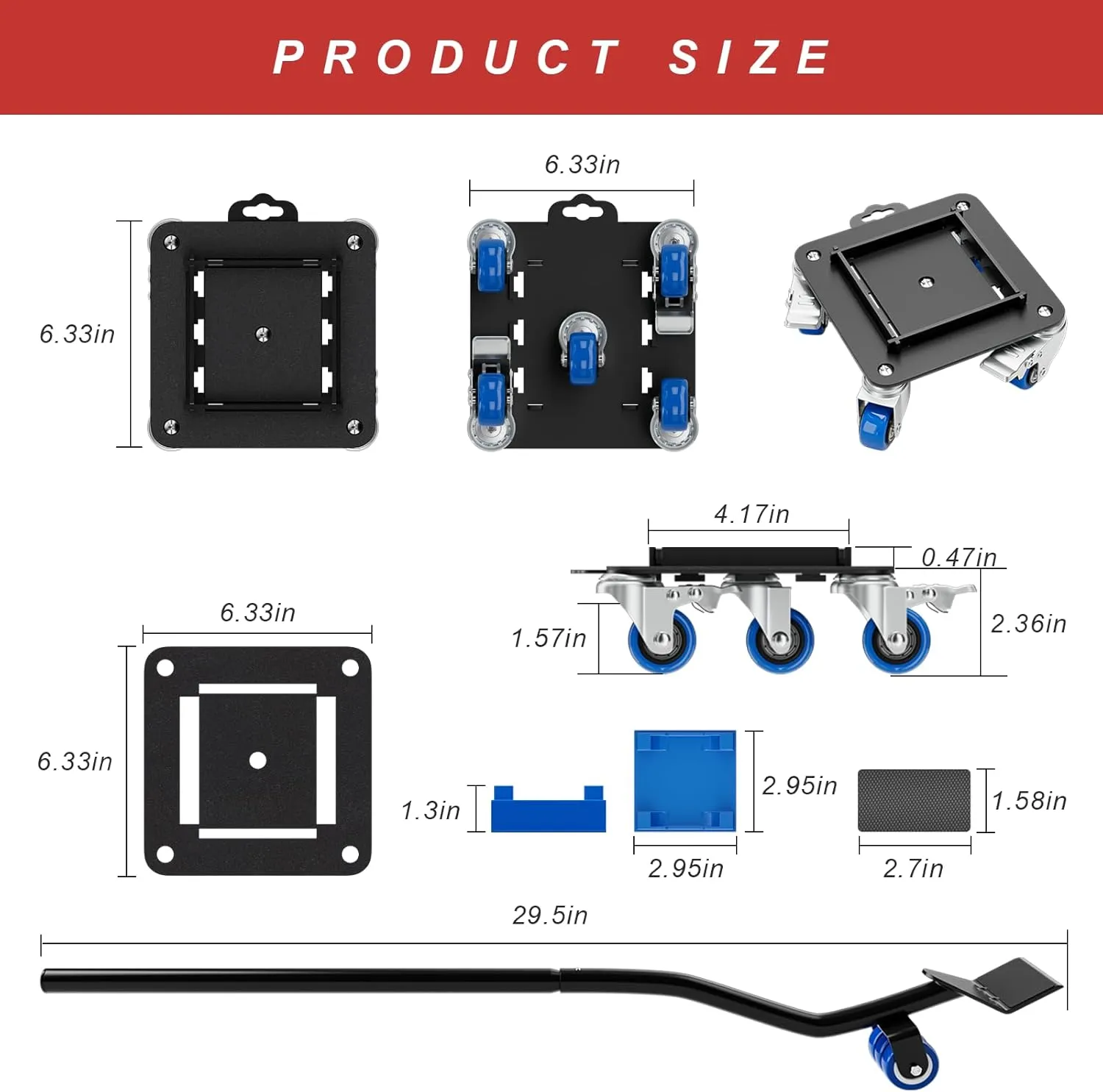 Heavy Duty Furniture Dolly with Baffle, 3307lbs.Load Capacity,5 Wheel Furniture Movers, 360° Swivel Silent Casters, Furniture Lift Mover Tool Set for Moving Refrigerator, Piano, Sofa, etc