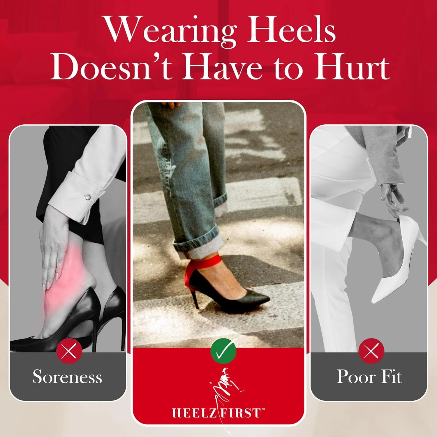 HeelzFirst Thongs Fitwear | High Heel Grips for Women's Shoes | Ankle Strap Heels | Anti-Slip Shoe Grips