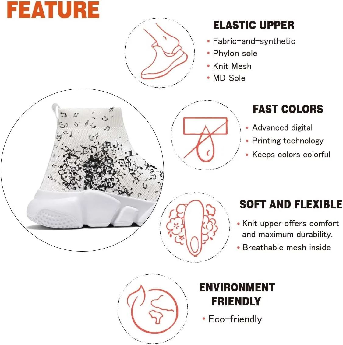 Hetios Men’s Athletic Running Shoes Slip on Casual Tennis Sports Shoes Musical Notes Mesh Sneakers for Womens Fashion Graffiti Painted Shoes