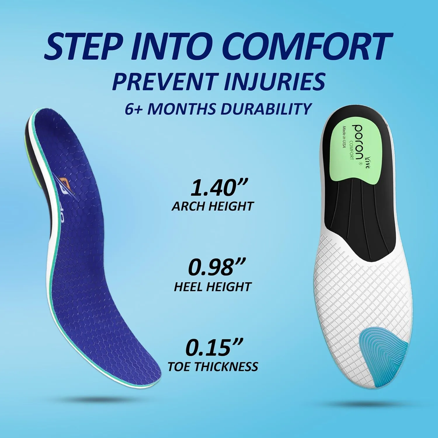 High Arch Support Plantar Fasciitis Insoles Flat Feet Foot Pain Relief Shoe Insoles Men Shoe Insoles for Women, Anti Slip Shock Absorbing Arch Support Boot Insoles for Men