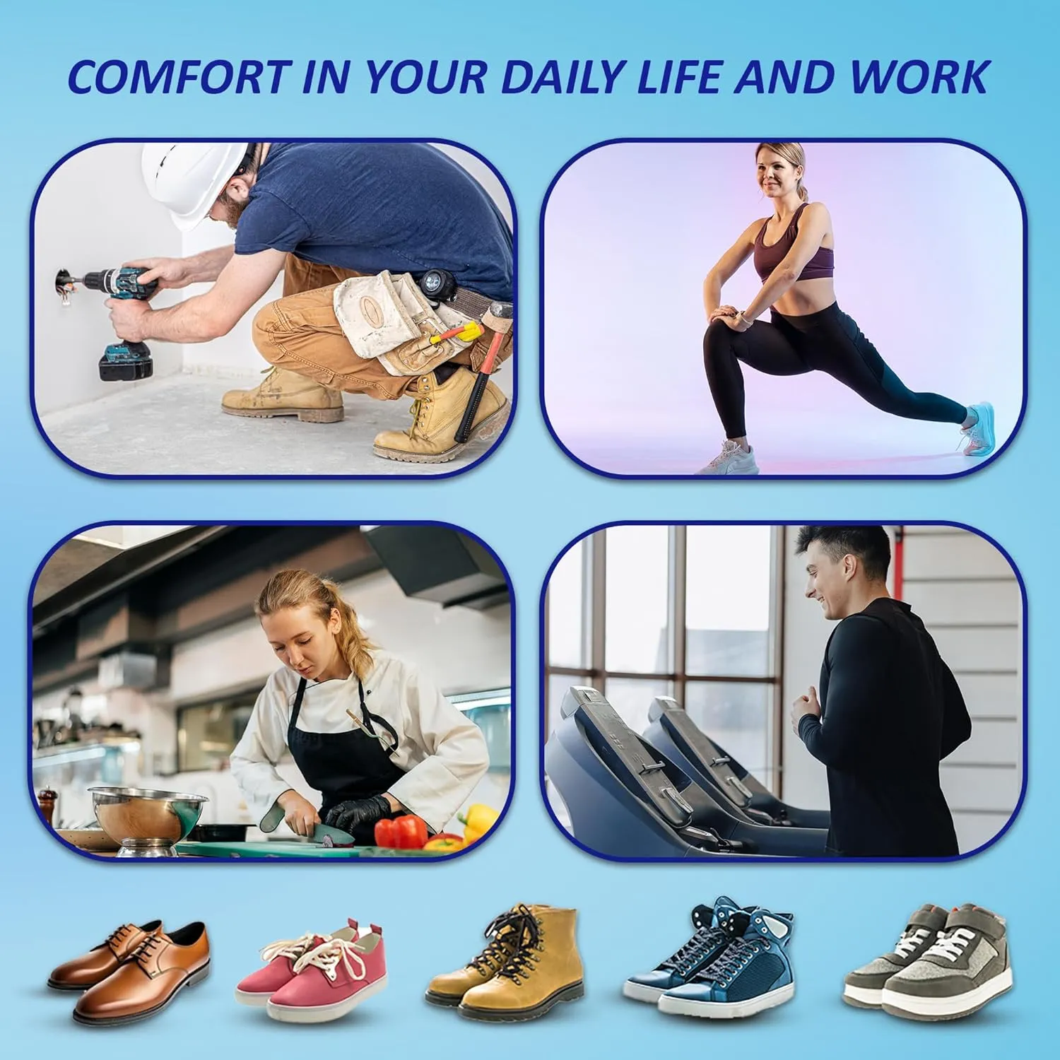 High Arch Support Plantar Fasciitis Insoles Flat Feet Foot Pain Relief Shoe Insoles Men Shoe Insoles for Women, Anti Slip Shock Absorbing Arch Support Boot Insoles for Men