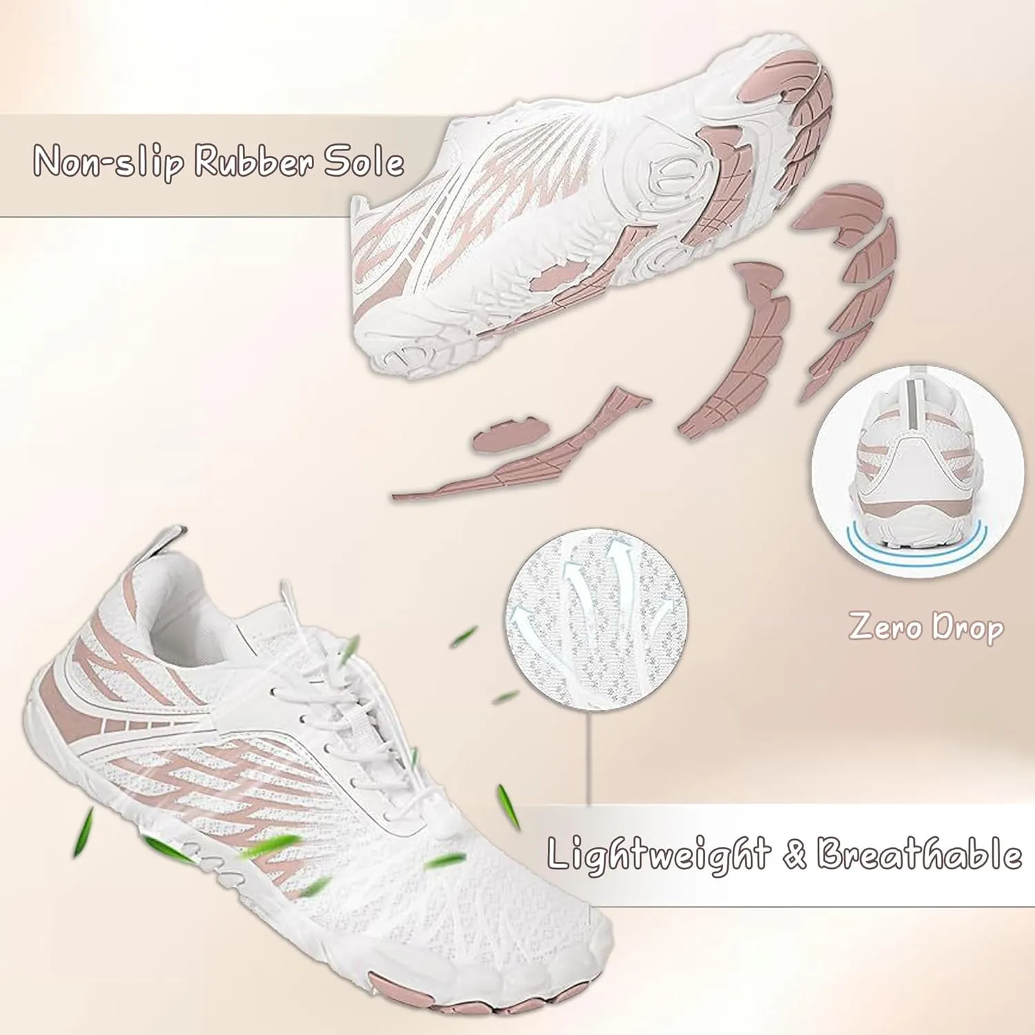 Hiking Barefoot Shoes,Wide Toe Water Shoes,Running Boots Sneakers,Athletic Footwear Trainer for Men/Women Unisex