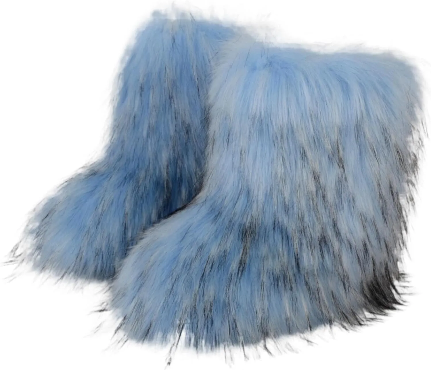 HINDOLA Womens Faux Fur Boots Fuzzy Fluffy Furry Round Toe Suede Boots Winter Comfy Plush Warm Snow Boots Comfortable Winter Ankle Booties Anti Slip Outdoor Indoor Flat Shoes