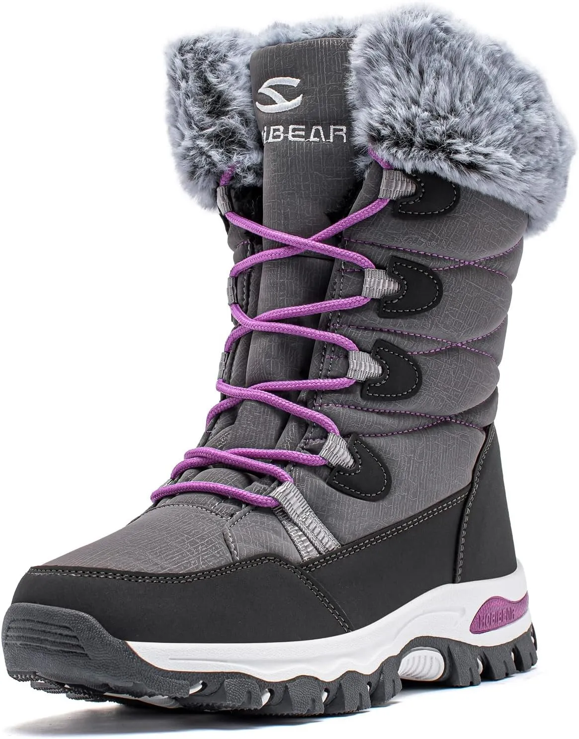 HOBIBEAR Kids Winter Snow Boots Waterproof Outdoor Warm Faux Fur Lined Shoes