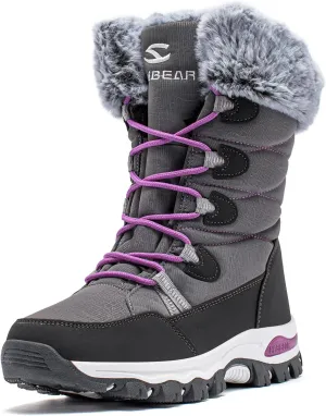 HOBIBEAR Kids Winter Snow Boots Waterproof Outdoor Warm Faux Fur Lined Shoes
