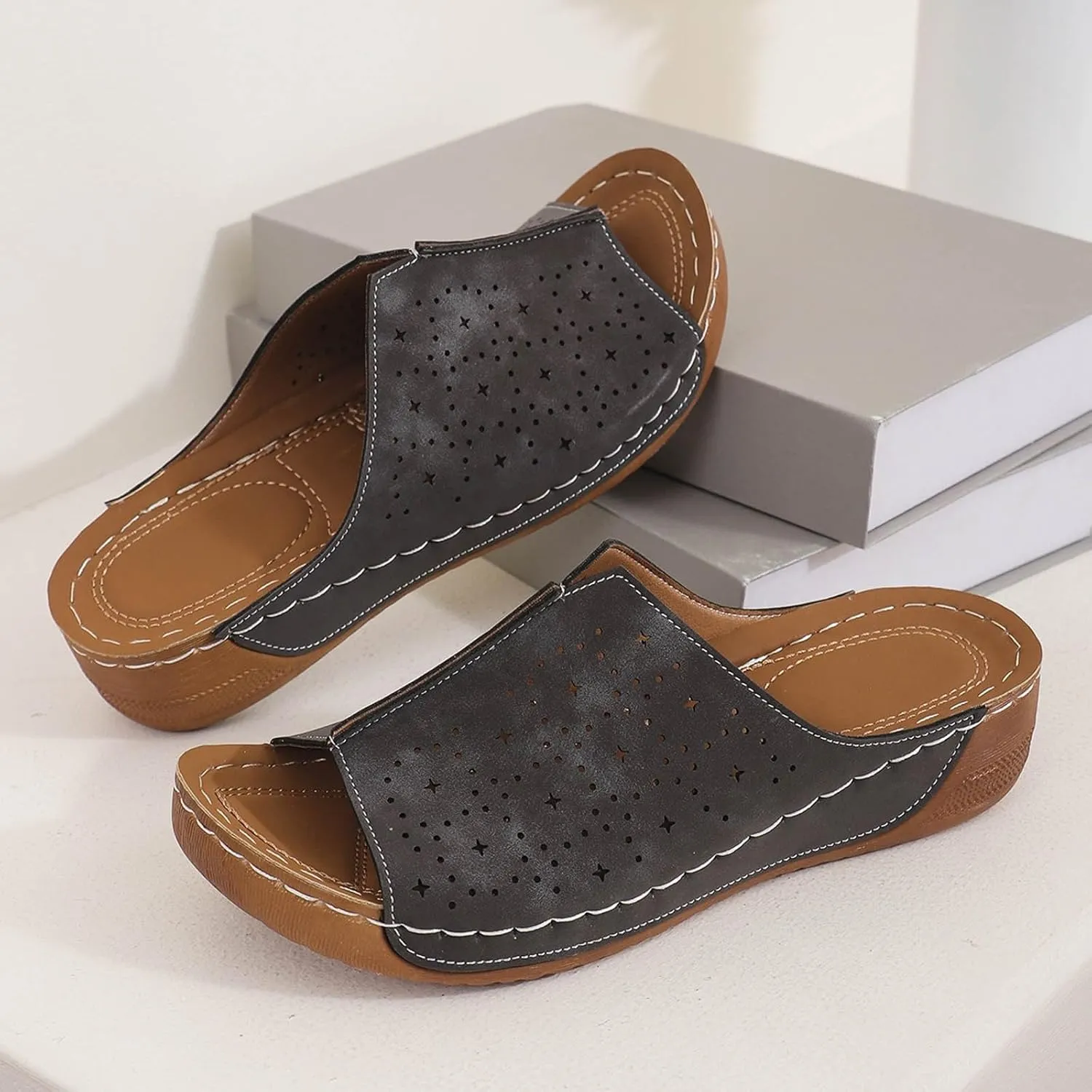 Hollow Out Wedge Sandals for Women 2025 new Arch Support Lightweight Soft Sole Platform Sandalias Breathable Orthotic Sandals