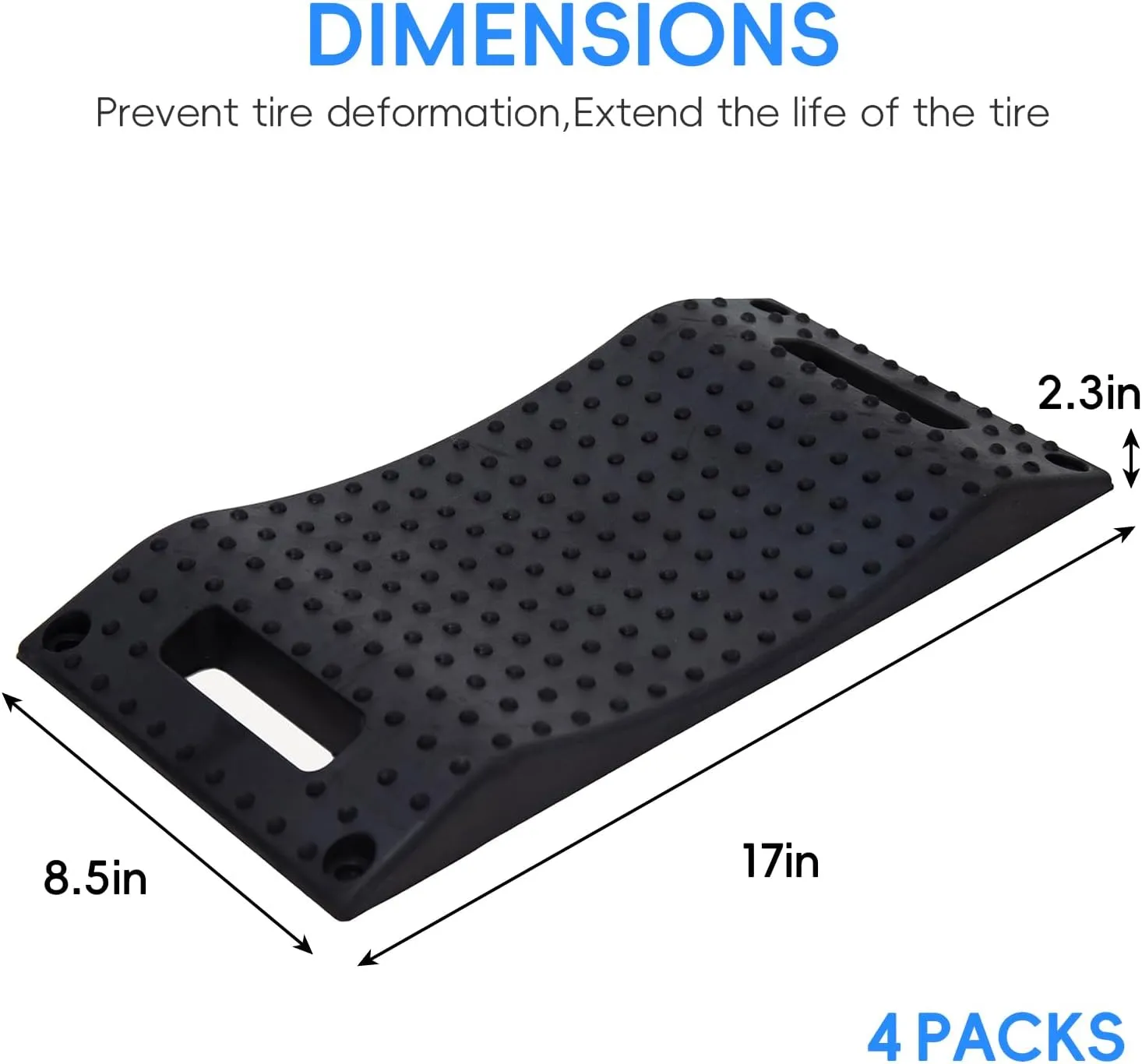 Homeon Wheels Tire Saver Ramps Rubber Material Anti-Slip Pad Design,Car Tire Wheel Ramps for Flat Spot and Flat Tire Prevention, Tire Savers for Storage with Carrying Bag, Easy to Store 4 Pack (Black)
