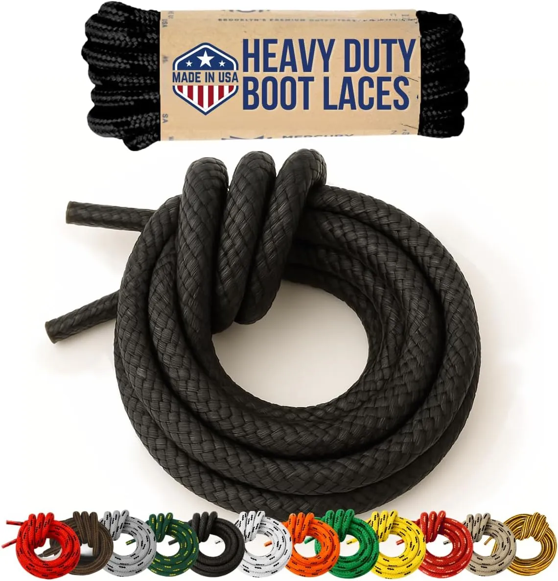 Honey Badger Boot Laces, USA Made Indestructible Shoelaces, Round Heavy Duty Bootlaces for Work & Hiking