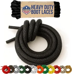 Honey Badger Boot Laces, USA Made Indestructible Shoelaces, Round Heavy Duty Bootlaces for Work & Hiking