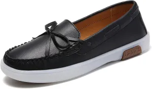 HOOENG Flat Shoes for Women Vegan Leather Deck Shoes Lace Up 1-Eye Stitching Details Comfort Round Toe Resistant Hospital Slip on (Color : Beige, Size : 4.5)