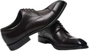 HOOENG Shoes Dress Oxford for Men Lace Up Square Cap Toe Derby Shoes Cowhide Non Slip Anti-Slip Low Top Party (Color : Coffee, Size : 7)