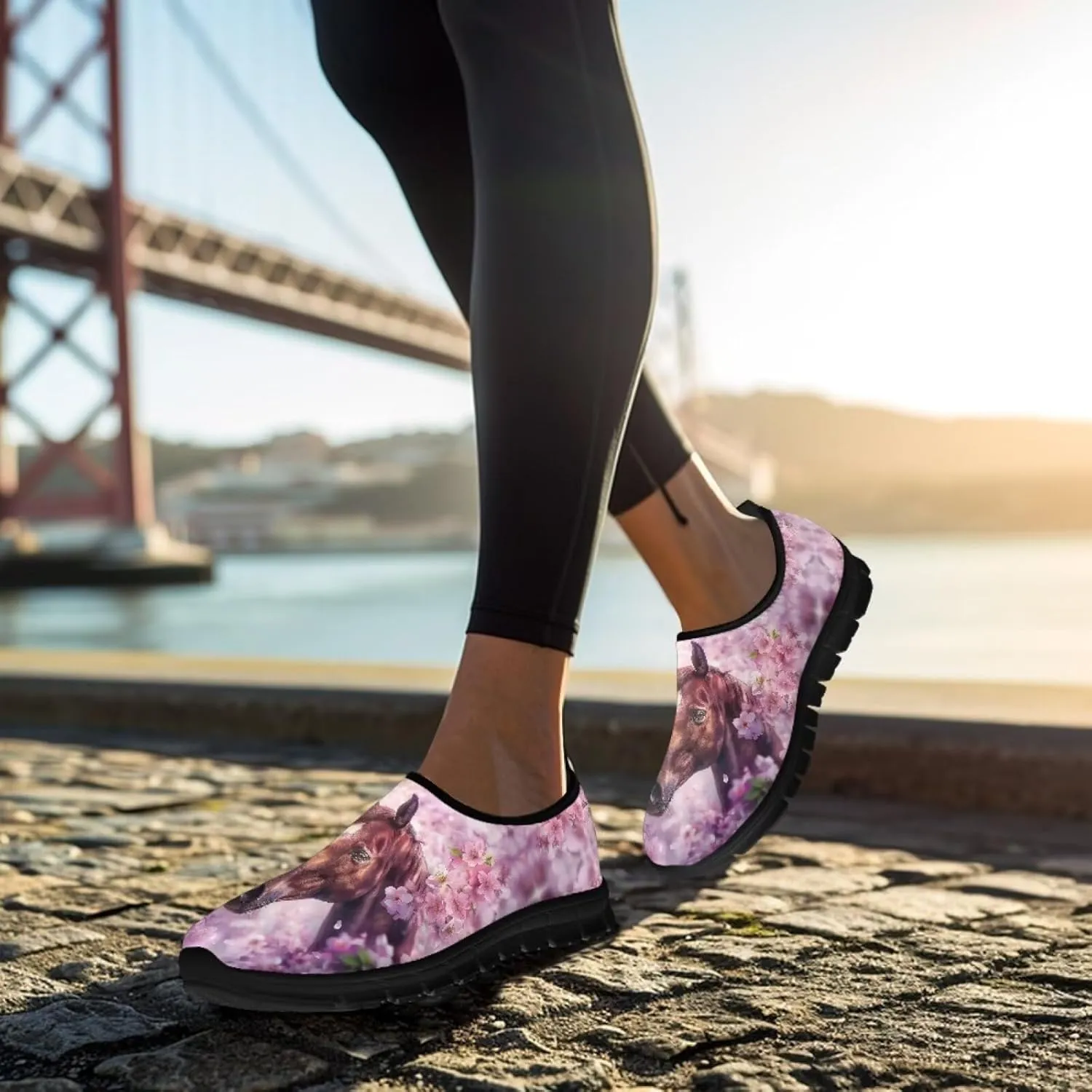 Horse Slip On Sneakers Comfort Loafers for Women Dressy Clothes Breathable Low Cut Shoes Flats Soft Sole Casual Walking Shoe