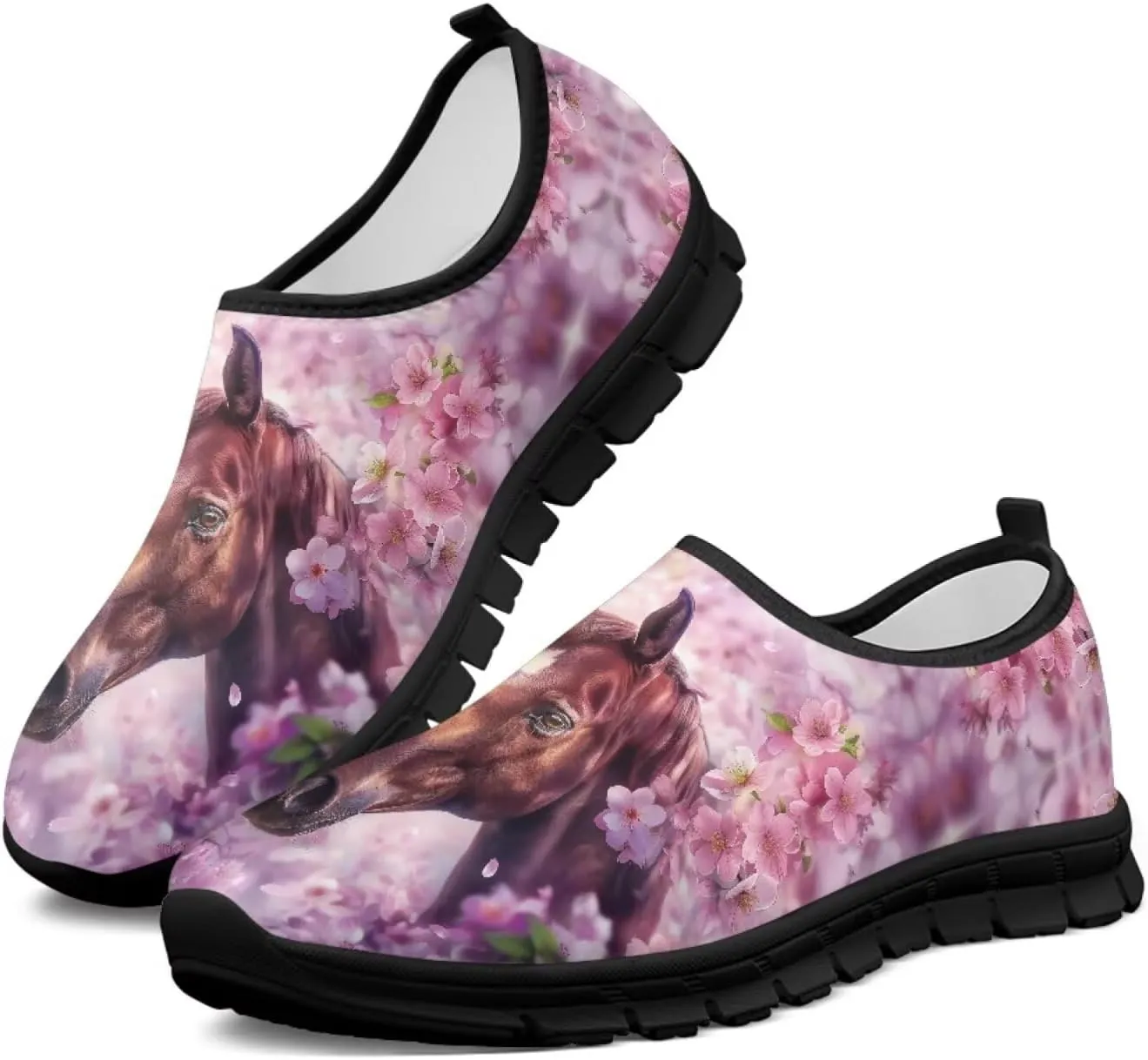 Horse Slip On Sneakers Comfort Loafers for Women Dressy Clothes Breathable Low Cut Shoes Flats Soft Sole Casual Walking Shoe
