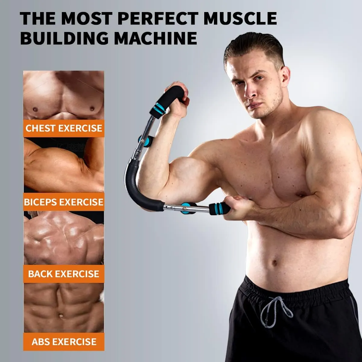 HOTWAVE Twister Arm Exerciser,Adjustable Spring Workout Bar, Forearm Triceps Chest Enhanced Exercise Strengthener,Portable Home Fitness Equipment (U60-100lbs kit)