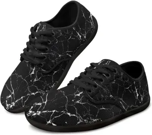 Howilath Marble Print Women Barefoot Shoes Lace-up Flat Shoes with Anti-Slip Sole Breathable Casual Sport Shoes