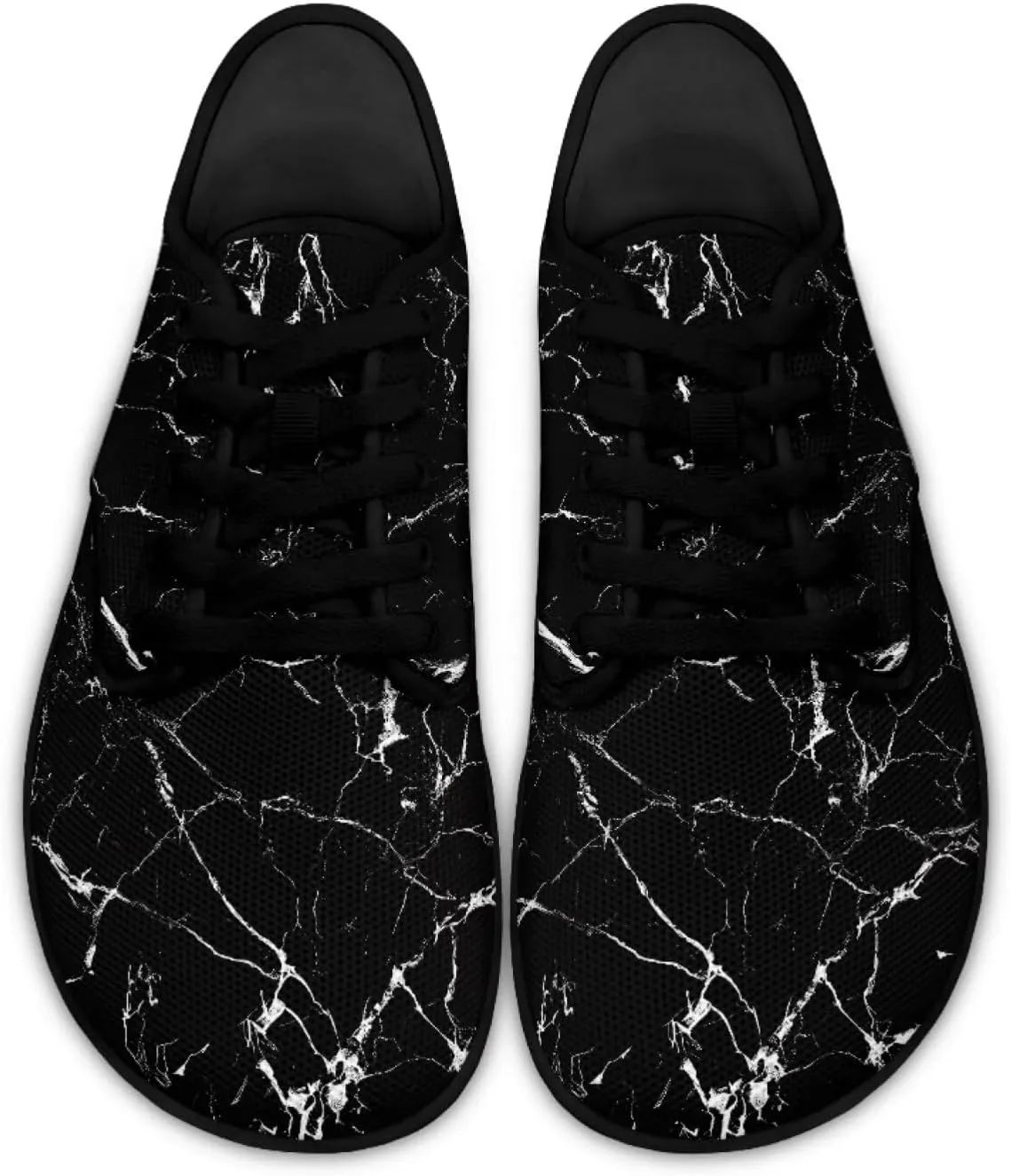 Howilath Marble Print Women Barefoot Shoes Lace-up Flat Shoes with Anti-Slip Sole Breathable Casual Sport Shoes