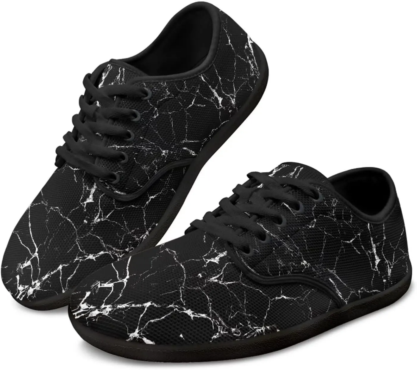 Howilath Marble Print Women Barefoot Shoes Lace-up Flat Shoes with Anti-Slip Sole Breathable Casual Sport Shoes